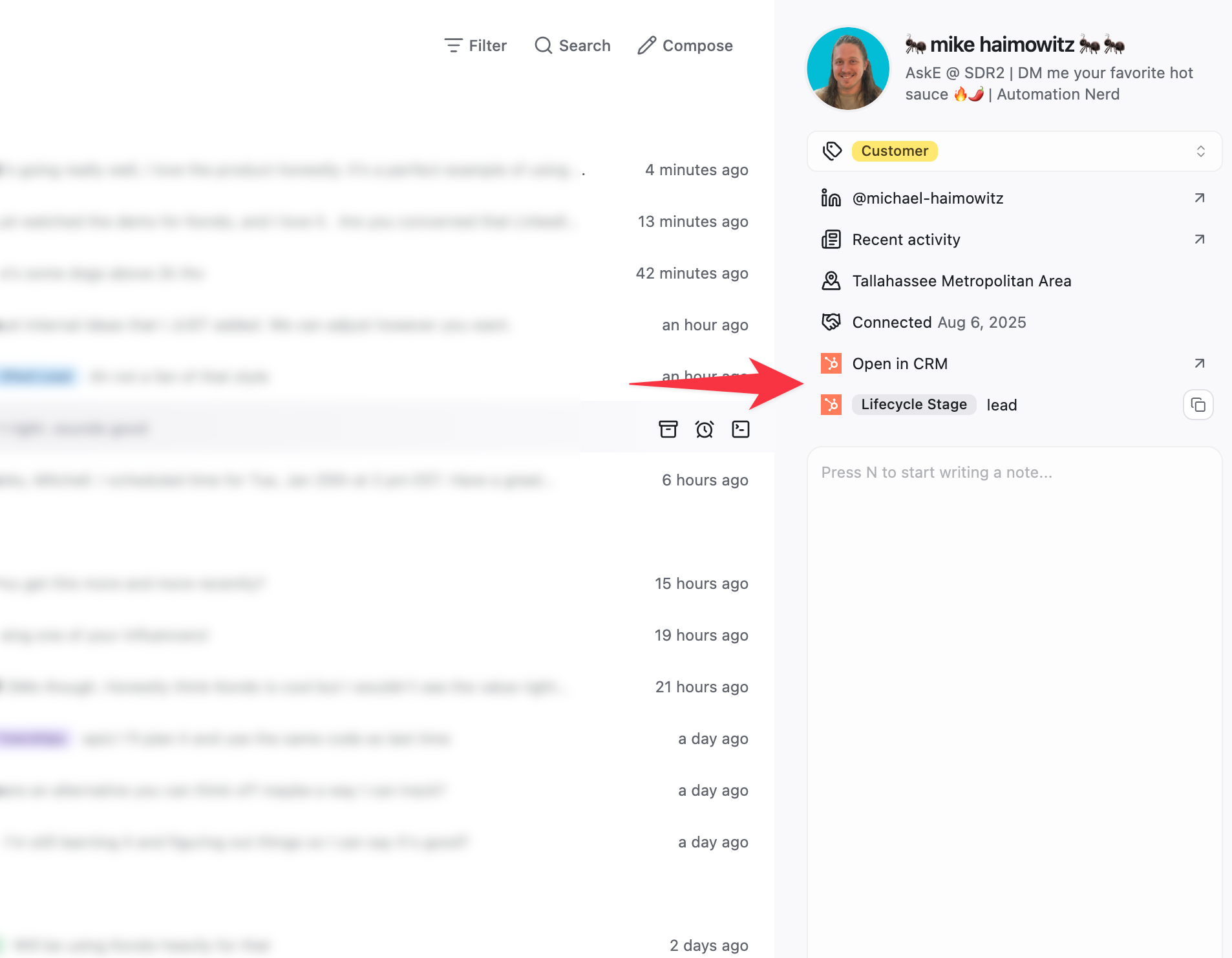 Sync HubSpot fields to side panel